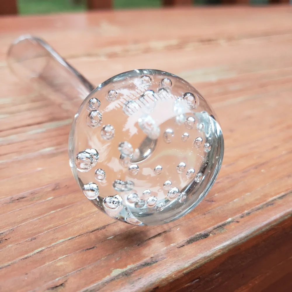 VTG SMALL Clear Glass Bud or Flower Vase W/ Bubble Filled Ball Base - 5.5